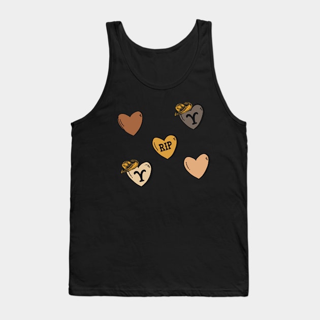 Yellowstone Candy Heart RIP Valentines Day Design Tank Top by Sheila’s Studio